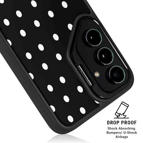 Black and White Polka Dots Galaxy S24 FE Kickstand Case